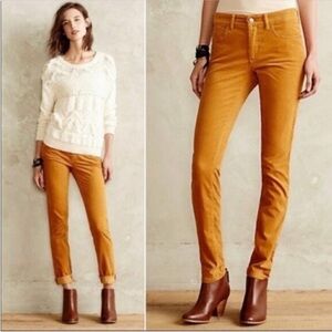 Anthropologie Pants Womens 29 Brown Pilcro Serif Skinny Velvet Goth Grunge
